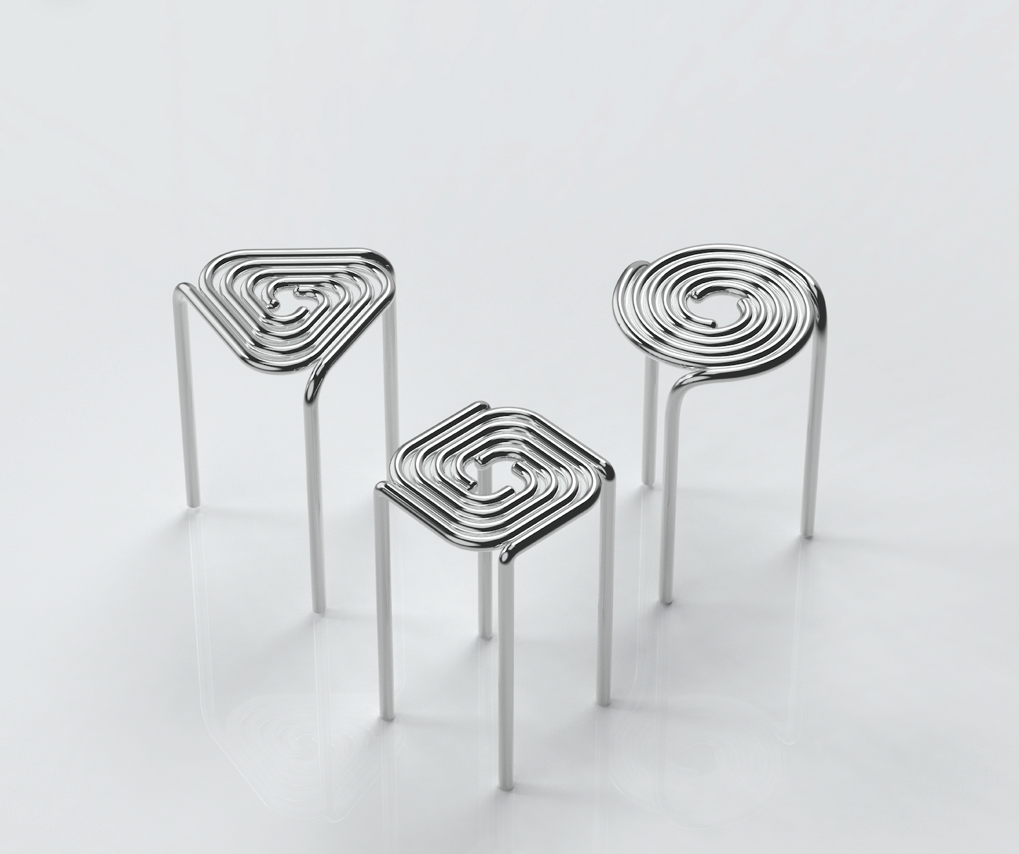 MONO-STOOL geometric spiral stool concept render