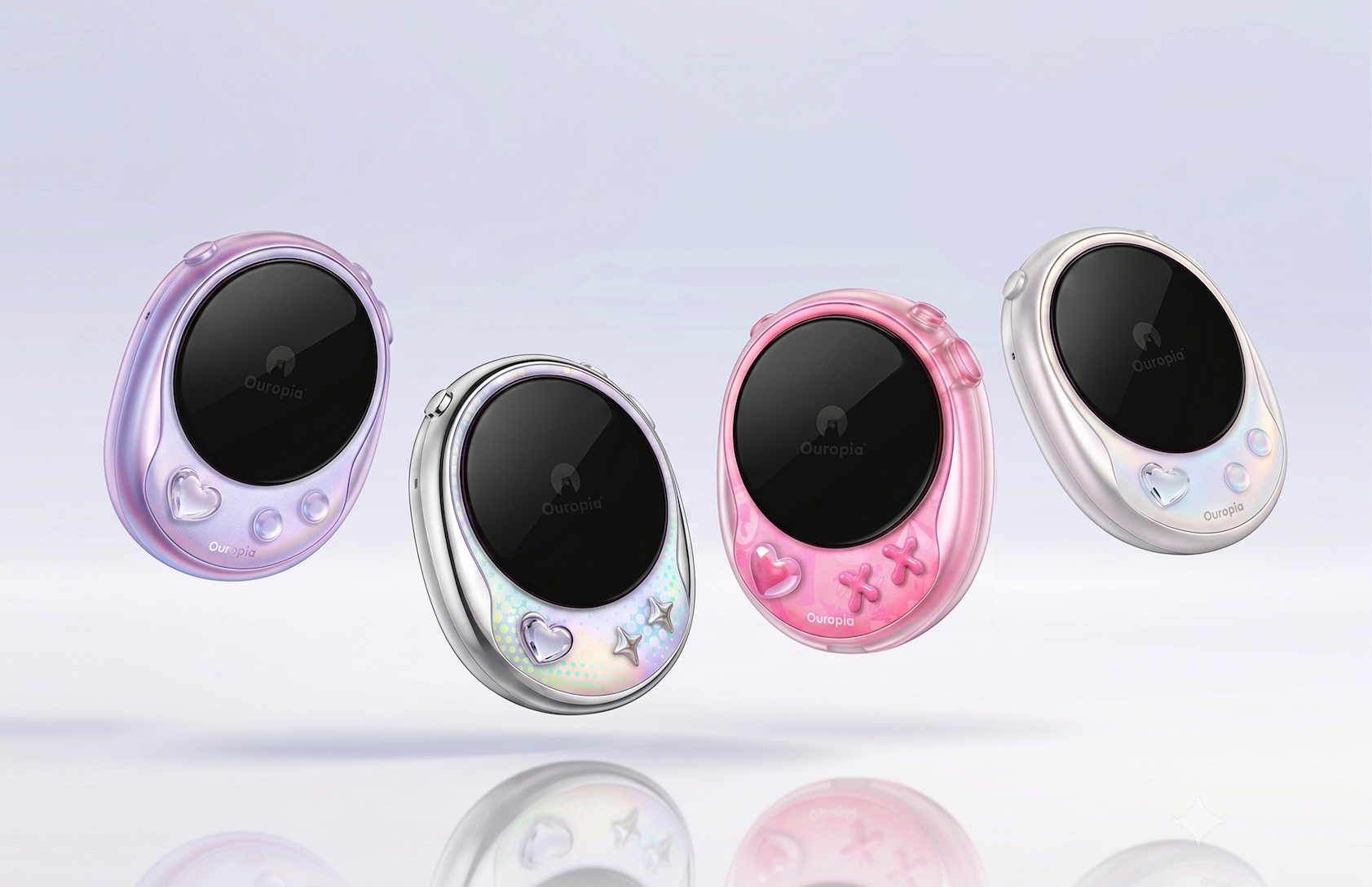 Pockion handheld virtual pet console close-up color lineup